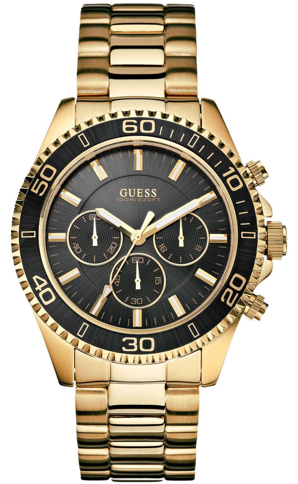 Shop Guess Chaser Chronograph Black Dial Gold Steel Strap Watch for Men - W0170G2 in USA