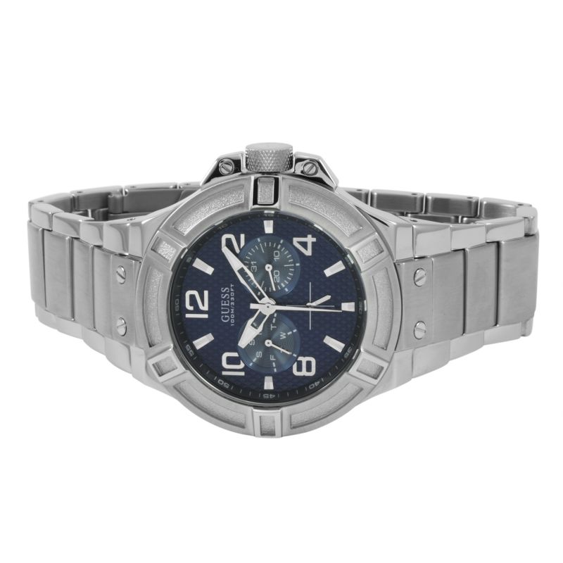 Guess Rigor Quartz Black Dial Silver Steel Strap Watch For Men - W0218G2 Buy Now By Guess