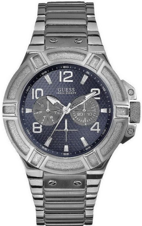 Shop Guess Rigor Multifunction Black Dial Black Steel Strap Watch For Men - W0218G1 in USA