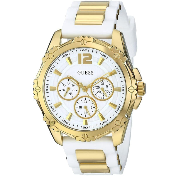 Shop Guess Intrepid White Dial Two Tone Silicone Strap Watch For Women - W0325L2 in USA