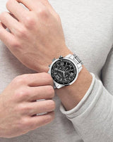 Guess Horizon Chronograph Quartz Black Dial Silver Steel Strap Watch For Men - W0379G1 Buy Now By Guess