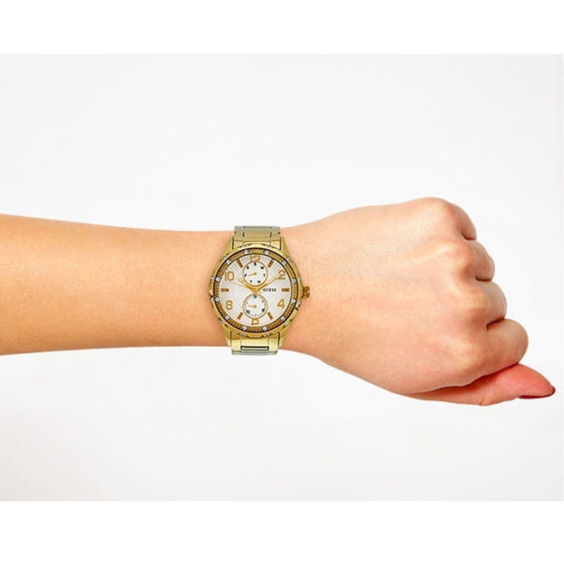 Guess Siren Diamonds White Dial Rose Gold Steel Strap Watch for Women - W0442L3 Buy Now By Guess
