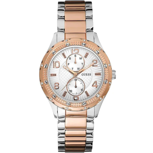 Shop Guess Siren White Dial Two Tone Steel Strap Watch for Women - W0442L4 in USA