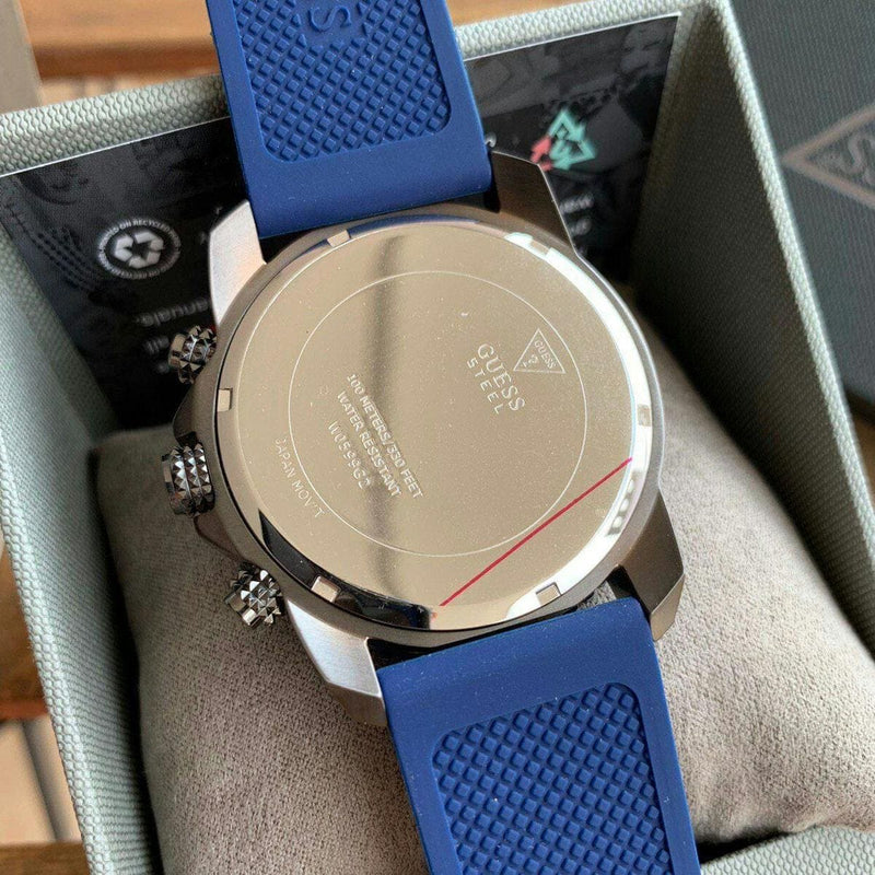 Guess Velocity Blue Dial Blue Rubber Strap Watch for Men - W0599G2 Buy Now By Guess