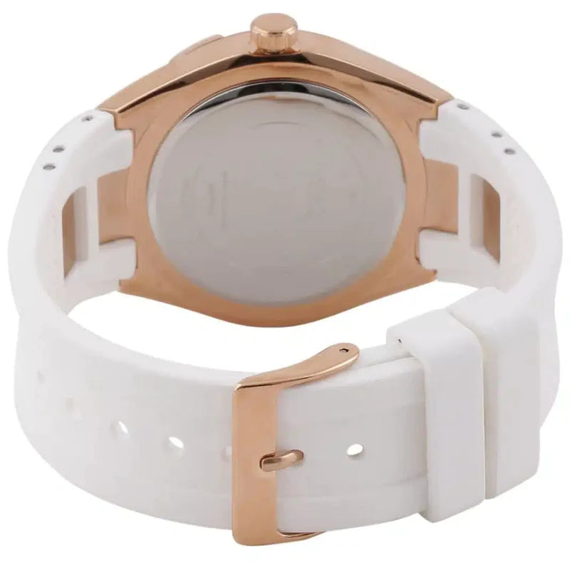 Guess Luna Diamonds White Dial White Rubber Strap Watch for Women - W0653L4 Buy Now By Guess