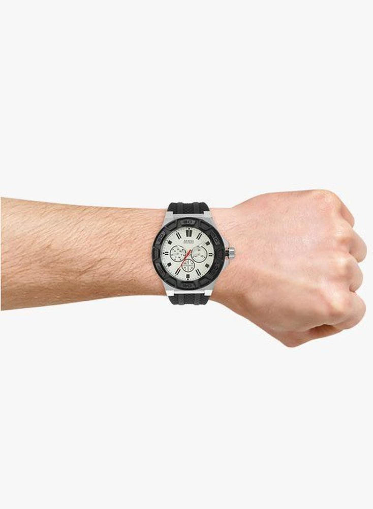 Guess Force Analog Quartz White Dial Black Rubber Strap Watch For Men - W0674G3 Buy Now By Guess