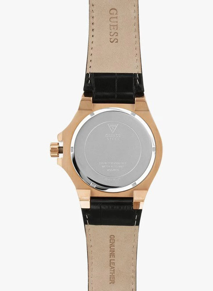 Guess Force Analog Black Dial Black Leather Strap Watch For Men - W0674G6 Buy Now By Guess