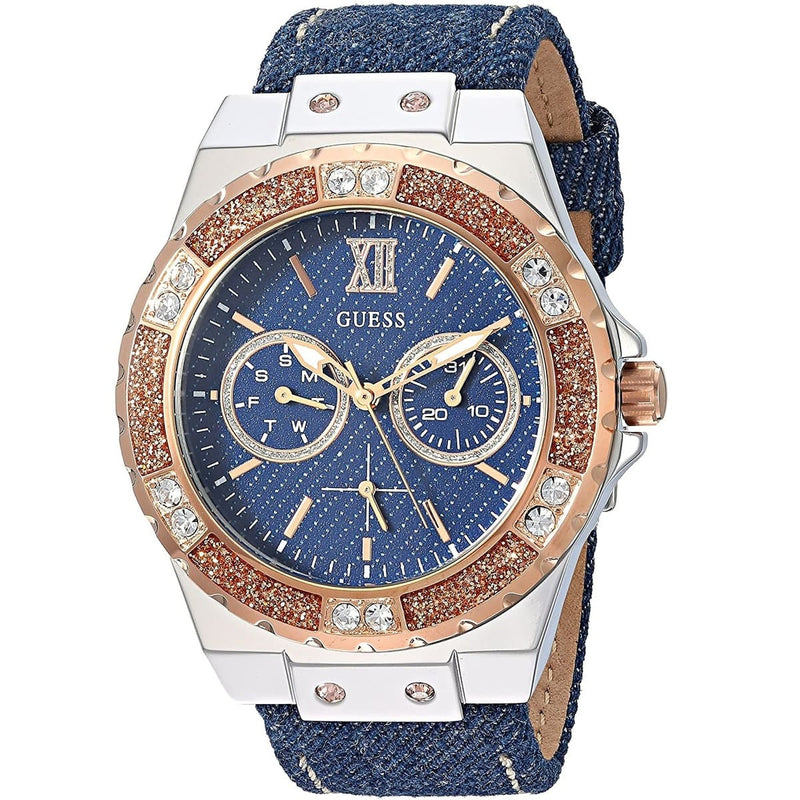 Guess Limelight Quartz Analog Blue Dial Blue Denim Strap Watch For Women - W0775l10 Buy Now By Guess