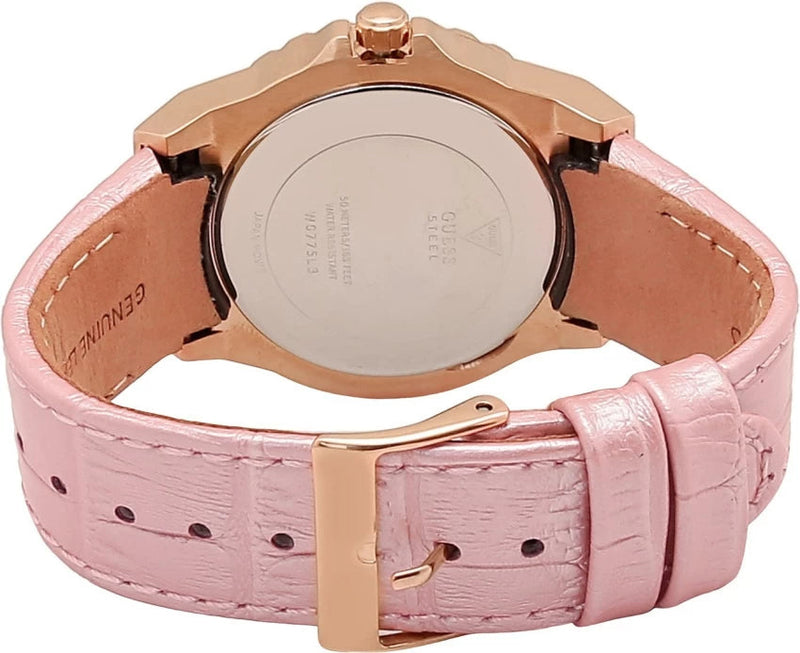 Shop Guess Limelight Quartz Analog White Dial Pink Leather Strap Watch For Women - W0775l3 in USA