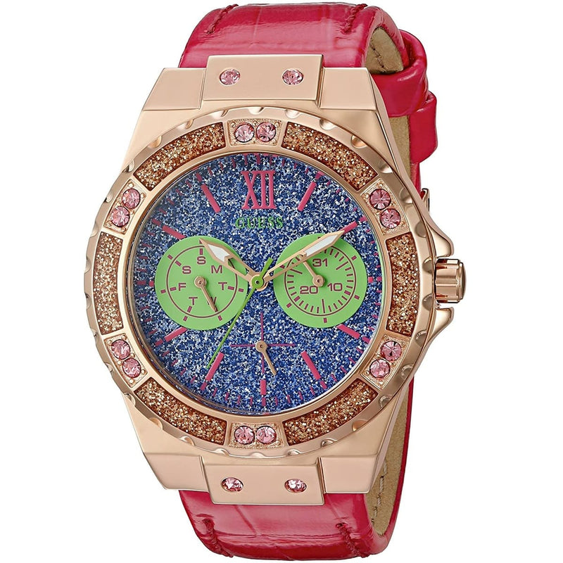 Guess Limelight Quartz Multicolor Dial Red Leather Strap Watch For Women - W0775L4 Buy Now By Guess
