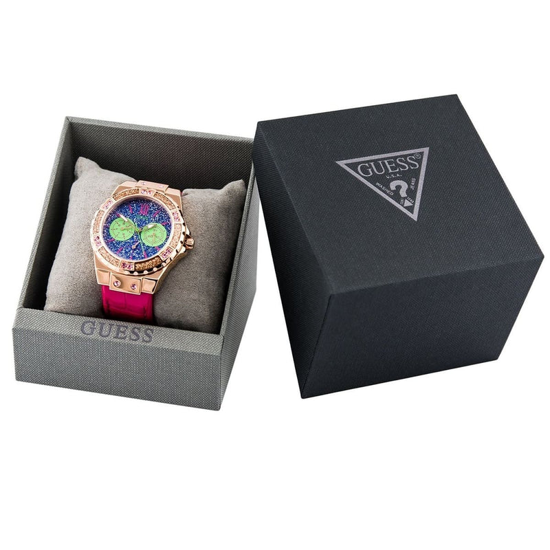Guess Limelight Quartz Multicolor Dial Red Leather Strap Watch For Women - W0775L4 Buy Now By Guess