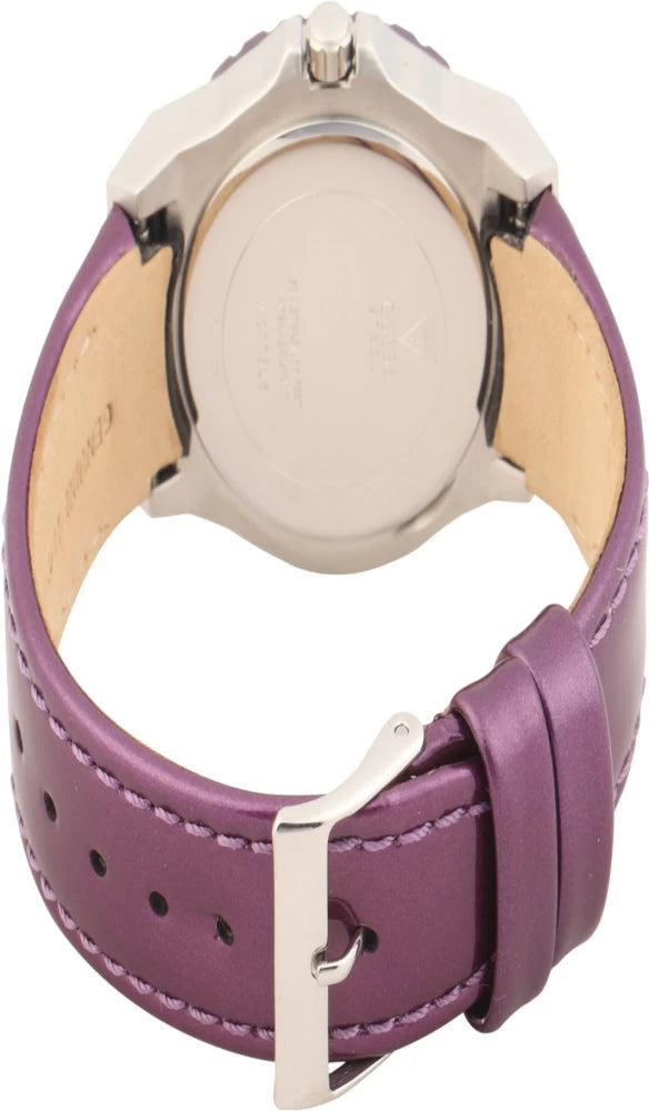 Shop Guess Limelight Quartz Silver Dial Purple Leather Strap Watch For Women - W0775L6 in USA