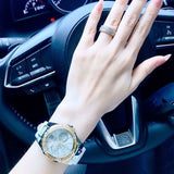 Guess Limelight Quartz Silver Dial White Leather Strap Watch For Women - W0775l8 Buy Now By Guess