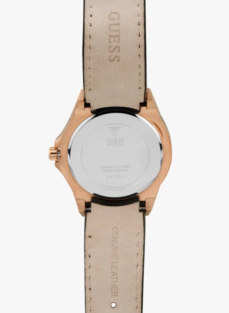 Guess Limelight Quartz White Dial Black Leather Strap Watch For Women - W0775L9 Buy Now By Guess