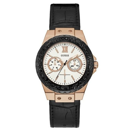 Guess Limelight Quartz White Dial Black Leather Strap Watch For Women - W0775L9 Buy Now By Guess