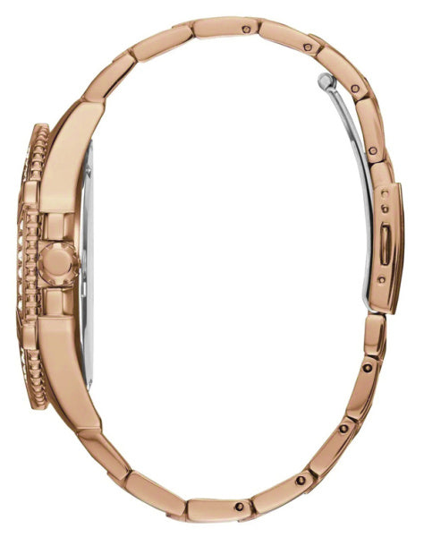 Guess Frontier Chronograph Crystals Rose Gold Dial Rose Gold Steel Strap Watch for Men - W0799G3 Buy Now By Guess