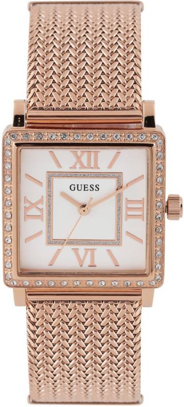 Guess Highline Off White Dial Rose Gold Stainless Steel Mesh Strap Watch For Women - W0826L3 Buy Now By Guess