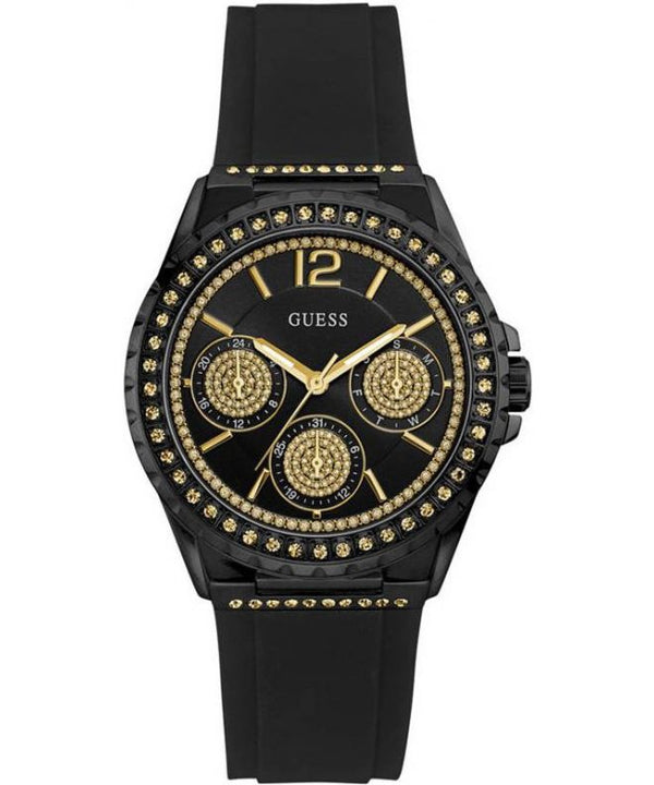 Guess Starlight Black Dial Black Rubber Strap Watch for Women - W0846L1 Buy Now By Guess