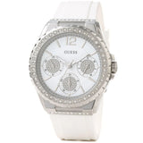 Guess Starlight Multifunction Diamonds White Dial White Rubber Strap Watch for Women - W0846L8 Buy Now By Guess