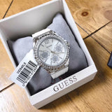 Guess Starlight Multifunction Diamonds White Dial White Rubber Strap Watch for Women - W0846L8 Buy Now By Guess
