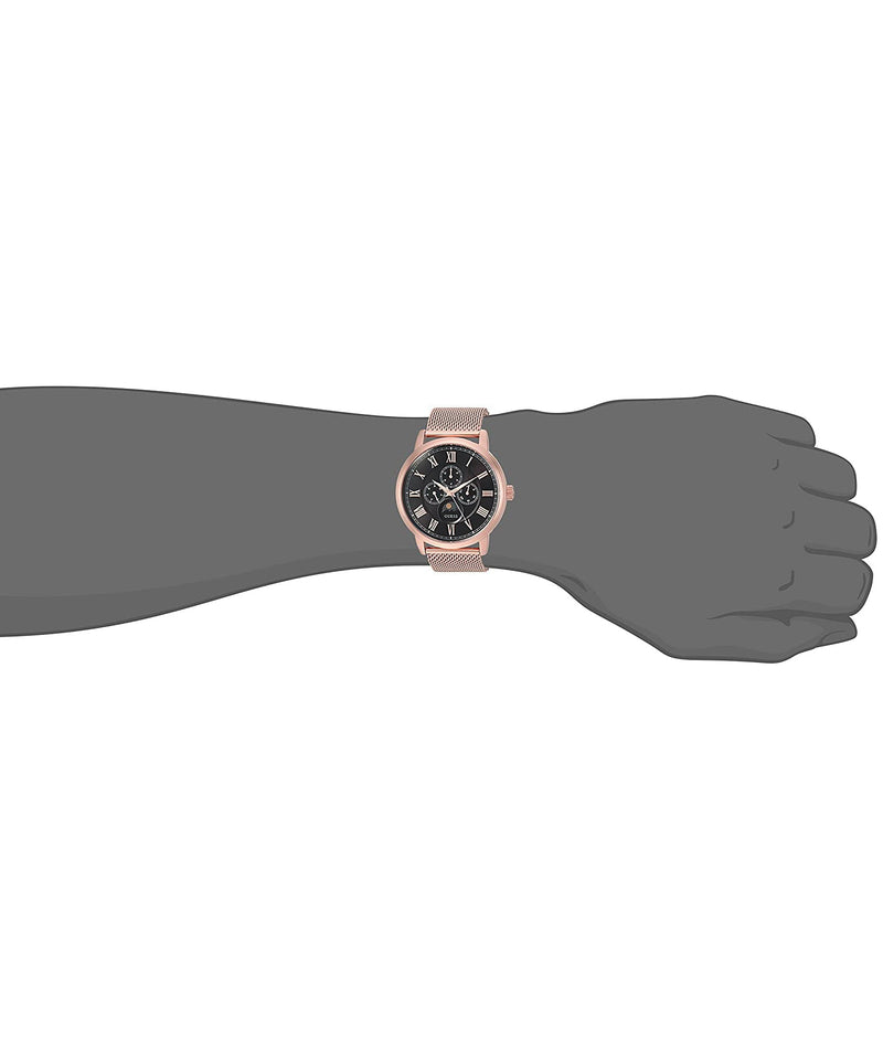 Shop Guess Delancy Black Dial Rose Gold Mesh Bracelet Watch for Men - W0871G5 in USA