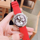 Guess G-Twist Silver Dial Red Rubber Strap Watch for Women - W0911L9 Buy Now By Guess