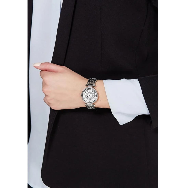 Guess Muse Quartz White Dial Silver Steel Strap Watch For Women - W1008l1 Buy Now By Guess