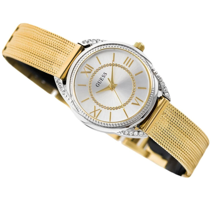 Guess Whisper Silver Dial Gold Mesh Bracelet Watch for Women - W1084L2 Buy Now By Guess