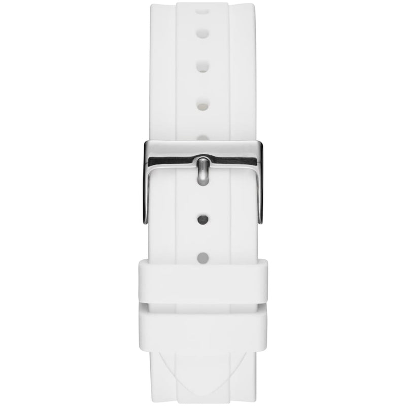 Guess Confetti Crystal Black Dial White Silicone Strap Watch For Women - W1098L1 Buy Now By Guess
