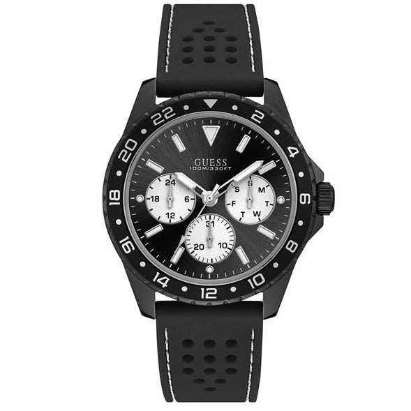 Shop Guess Odyssey Quartz Black Dial Black Silicone Strap Watch For Men - W1108G3 in USA