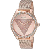 Shop Guess Tri Glitz Quartz Diamonds Rose Gold Dial Rose Gold Mesh Bracelet Watch For Women - W1142L4 in USA