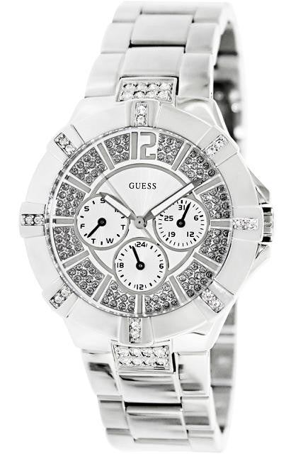 Shop Guess Vista Diamonds Silver Dial Silver Steel Strap Watch for Women - W12080L1 in USA