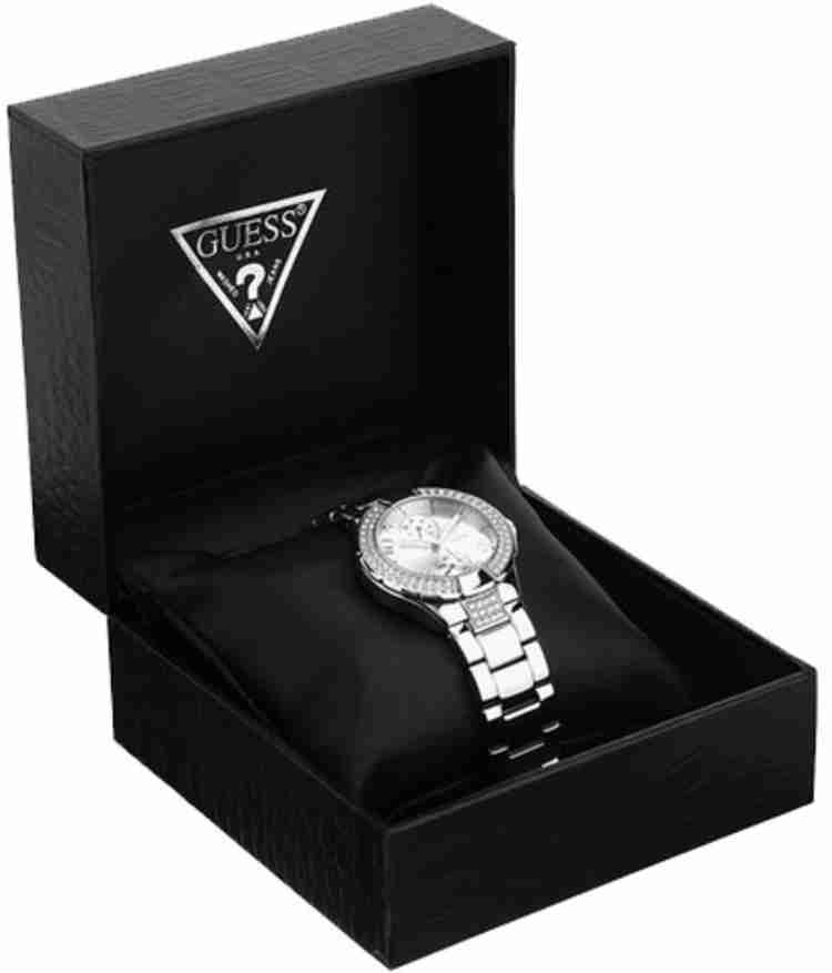 Guess Mini Prism Diamonds Silver Dial Silver Steel Strap Watch for Women - W12638L1 Buy Now By Guess
