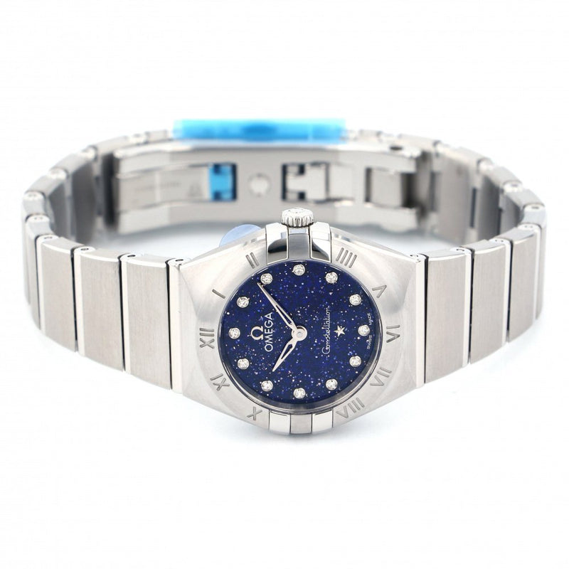 Shop Omega Constellation Manhattan Quartz Diamonds Blue Dial Silver Steel Strap Watch for Women - 131.10.25.60.53.001 in USA