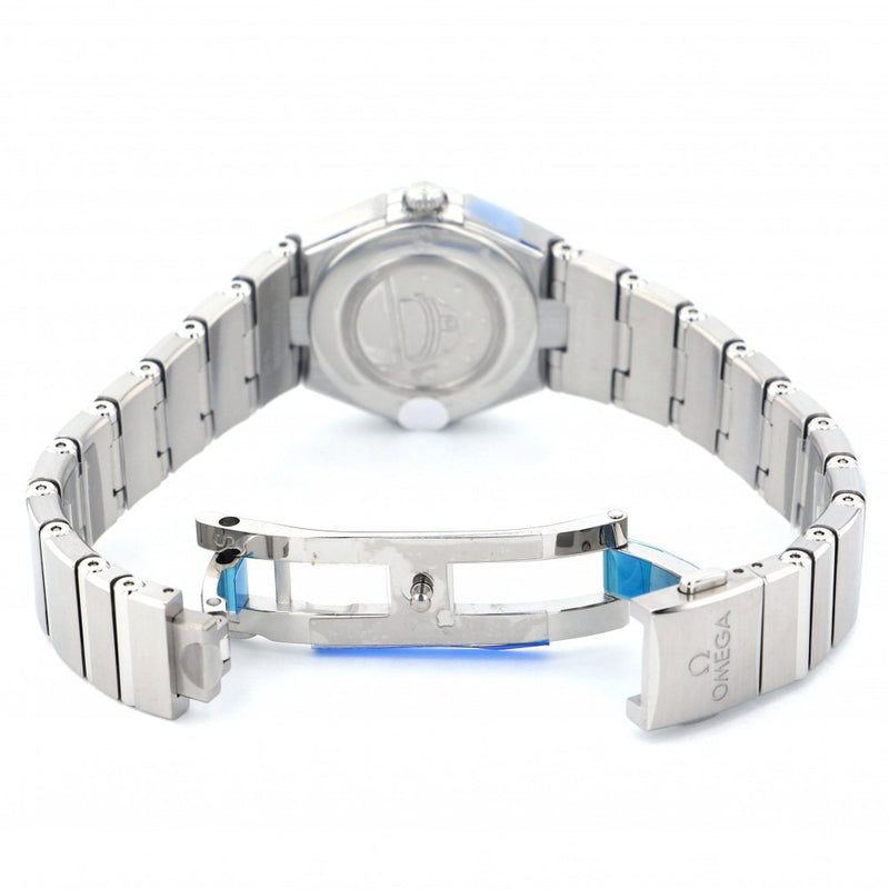 Shop Omega Constellation Manhattan Quartz Diamonds Blue Dial Silver Steel Strap Watch for Women - 131.15.25.60.53.001 in USA