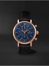Shop IWC Portofino Chronograph Blue Dial Black Leather Strap Watch for Men - IW391035 in USA
