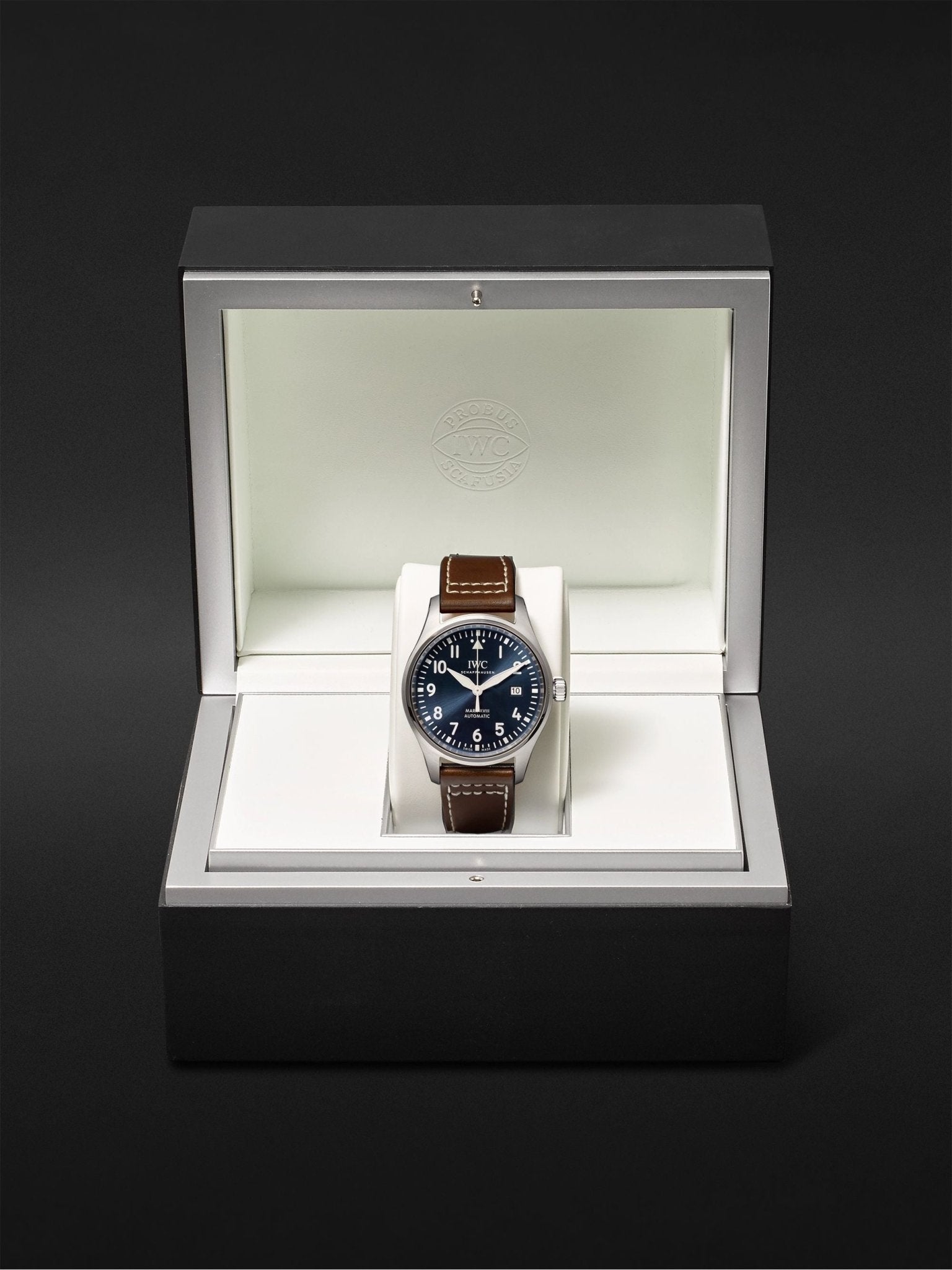 IWC Pilot's Mark XVIII Le Petit Prince Blue Dial Brown Leather Strap Watch for Men - IW327004