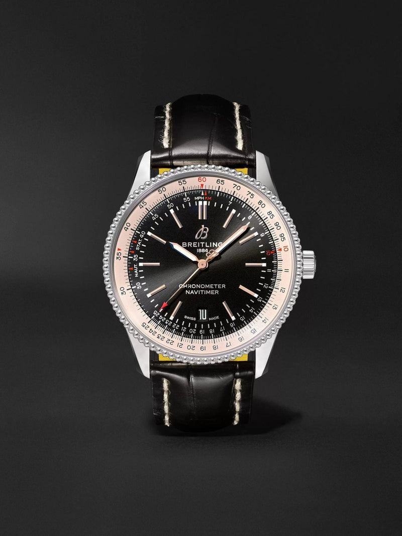 Shop Breitling Navitimer 1 Automatic 41mm Black Dial Black Leather Strap Mens Watch - A17326211B1P1 in USA