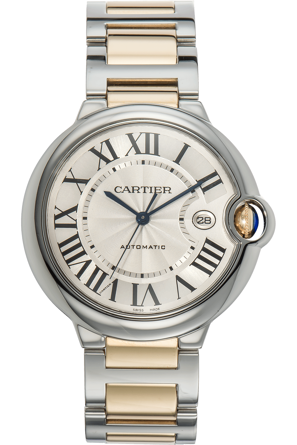 Cartier Ballon Bleu De Cartier Silver Dial Two Tone Steel Strap Watch for Men - W2BB0031