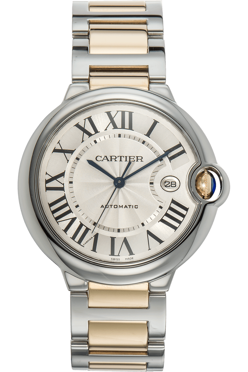 Cartier Ballon Bleu De Cartier Silver Dial Two Tone Steel Strap Watch for Men - W2BB0031