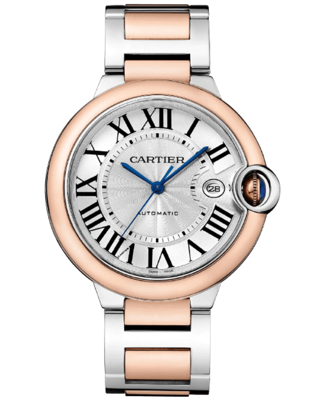 Cartier Ballon Bleu De Cartier Silver Dial Two Tone Steel Strap Watch for Men - W2BB0034