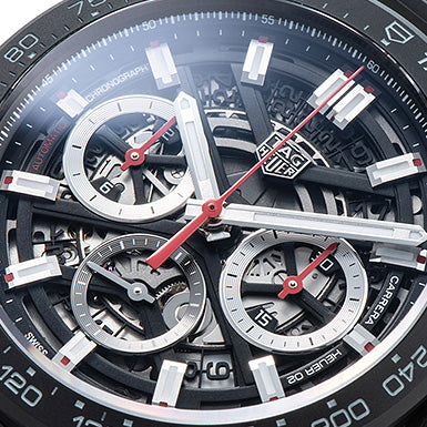 Tag Heuer Carrera Chronograph Steel & Ceramic Black Dial Black Rubber Strap Watch for Men - CBG2090.FT6145 Buy Now By Tag Heuer