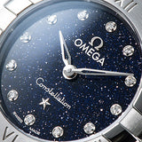 Shop Omega Constellation Manhattan Quartz Diamonds Blue Dial Silver Steel Strap Watch for Women - 131.10.25.60.53.001 in USA