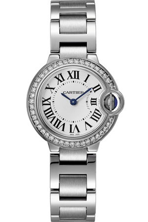 Cartier Ballon Bleu De Cartier Diamonds White Dial Silver Steel Strap Watch for Women - W4BB0015