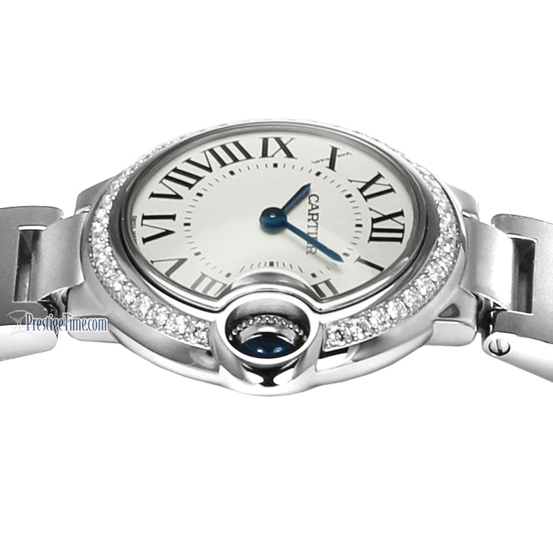 Cartier Ballon Bleu De Cartier Diamonds White Dial Silver Steel Strap Watch for Women - W4BB0015 Buy Now By Cartier