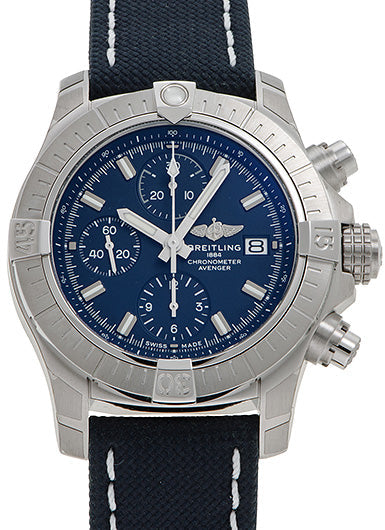 Shop Breitling Avenger Chronograph 43 Blue Dial Blue Nylon Strap Watch for Men - A13385101C1X1 in USA
