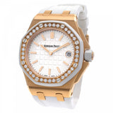 Audemars Piguet Royal Oak Offshore Diamonds White Dial White Rubber Strap Watch for Women - 67540OK.ZZ.D010CA.01