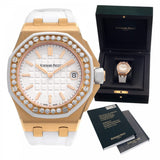Audemars Piguet Royal Oak Offshore Diamonds White Dial White Rubber Strap Watch for Women - 67540OK.ZZ.D010CA.01