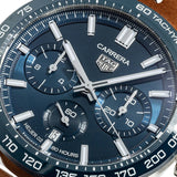 Tag Heuer Carrera Automatic Chronograph Blue Dial Brown Leather Strap Watch for Men - CBN2A1A.FC6537 Buy Now By Tag Heuer