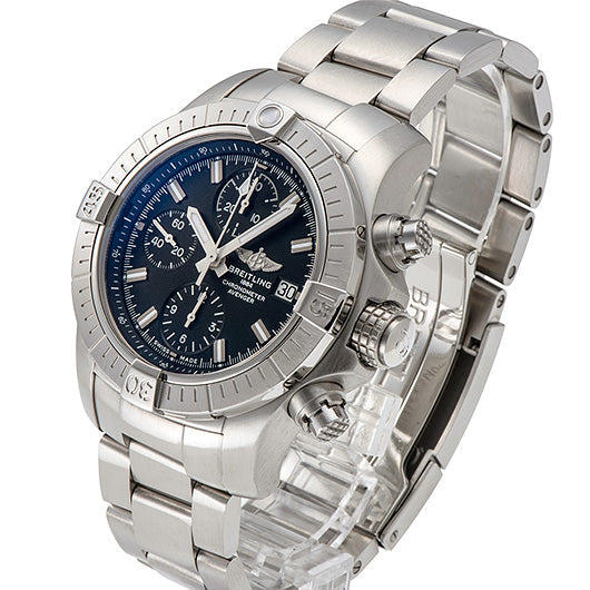 Shop Breitling Avenger Chronograph 43 Black Dial Silver Steel Strap Watch for Men - A13385101B1A1 in USA